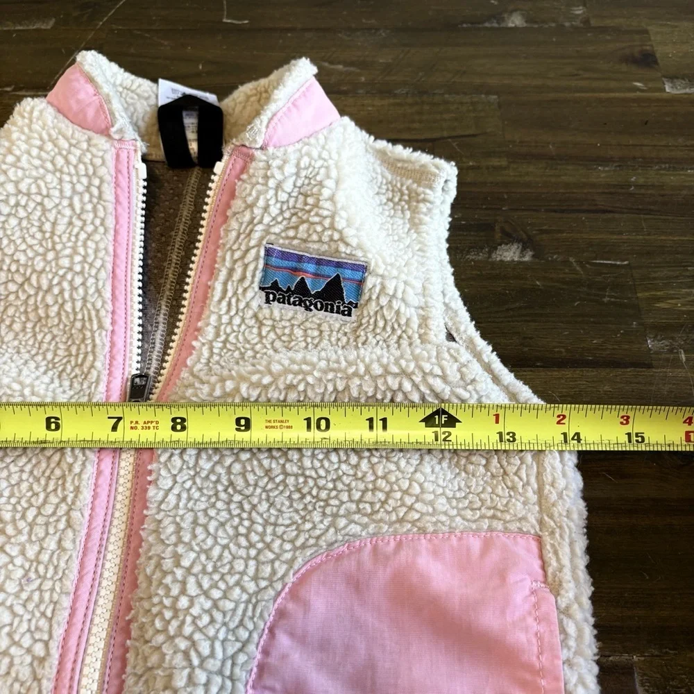 Vintage Patagonia Sherpa Vest Pink Baby Girl Toddler Color Block Cream 24M